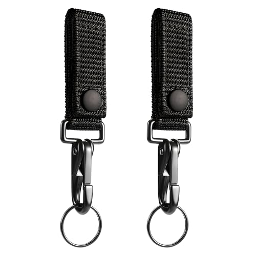 2-Pack Heavy Duty Belt Keeper Clip Key Holder with Metal Fob, Nylon