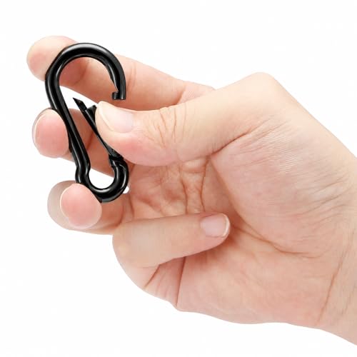 Black 2.25 Inch Stainless Steel Spring Snap Hook Carabiner Set of 6