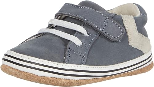 Robeez Baby Boys Grey Leather Toddler Sneakers 18-24 Months First Kicks