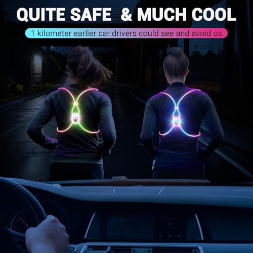 Reflective Running Vest with RGB Lights | 360° Visibility | Lightweight & Waterproof