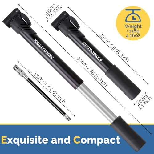 Mini Bike Pump 100 PSI with Flexible Hose for Presta & Schrader Valves