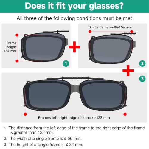 Eyekepper Clip-On Sunglasses for Over Eyeglasses Men 56x34mm Mix