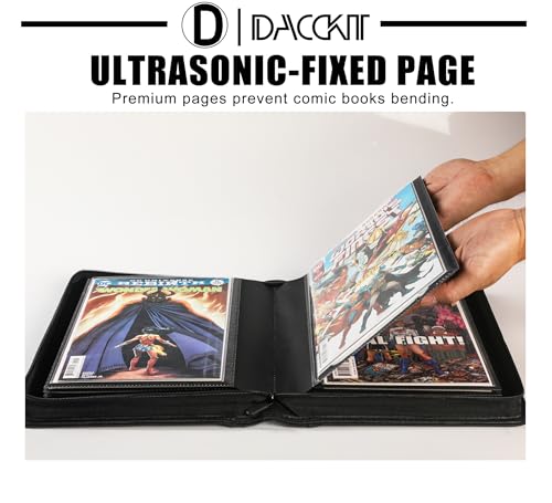 D DACCKIT Comic Binder with Sleeves - Holds 24 Comics, Classic Black