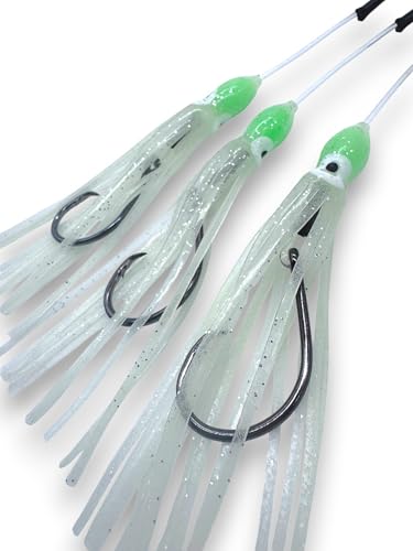 Deep Drop Tilefish Rig with Glow Squid & 8/0 Circle Hooks - 3 Hook Version