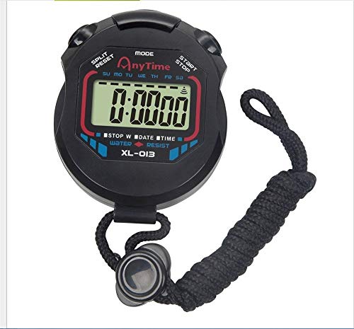 Digital Handheld Stopwatch with LCD Display - Black