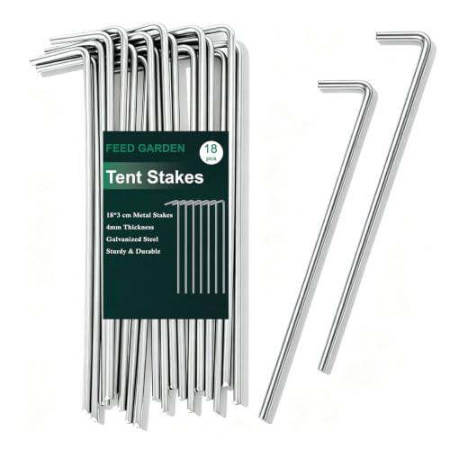 7 Inch Heavy Duty Tent Stakes - 18 Pack Metal Garden Pegs