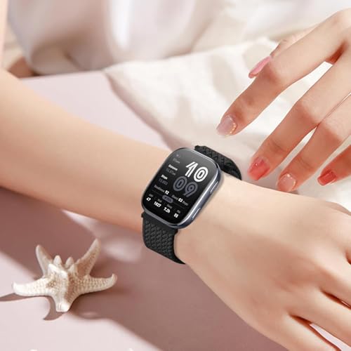 Magnetic Braided Nylon Watch Band - Black, 22mm Elastic Strap for Amazfit Bip & GTR Series