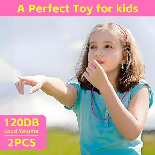 Pink Emergency Whistle with Lanyard - Loud Crisp Sound (2 Pack)