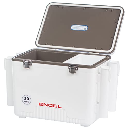 Engel UC30 Leak-Proof Drybox Cooler with Rod Holders - White
