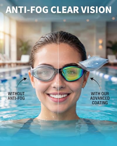 Swimming Goggles with Adjustable Bungee Strap - Black Gold-Plated & Black Purple-Plated
