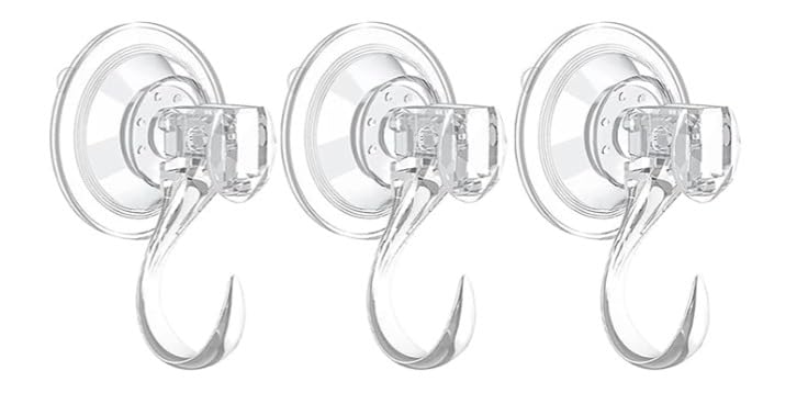 3 Pack Clear Suction Cup Hooks, Heavy-Duty Reusable Wreath Hangers for Glass Windows Smooth Doors, Waterproof Suction Cup Hooks for Shower Bathroom kitchenware and Christmas Wreaths,Up to 15 lbs (3)