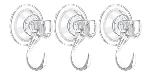 3 Pack Clear Suction Cup Hooks, Heavy-Duty Reusable Wreath Hangers for Glass Windows Smooth Doors, Waterproof Suction Cup Hooks for Shower Bathroom kitchenware and Christmas Wreaths,Up to 15 lbs (3)