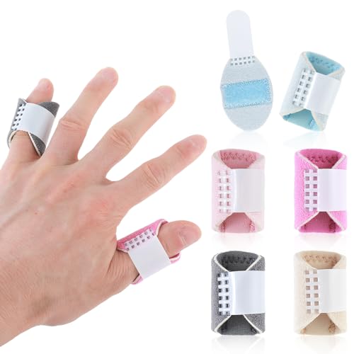 Trigger Finger Splints - 5PCS Thumb Brace for Pain Relief - Sky Blue, Skin Color, Light Pink, Rose Red, Dark Gray