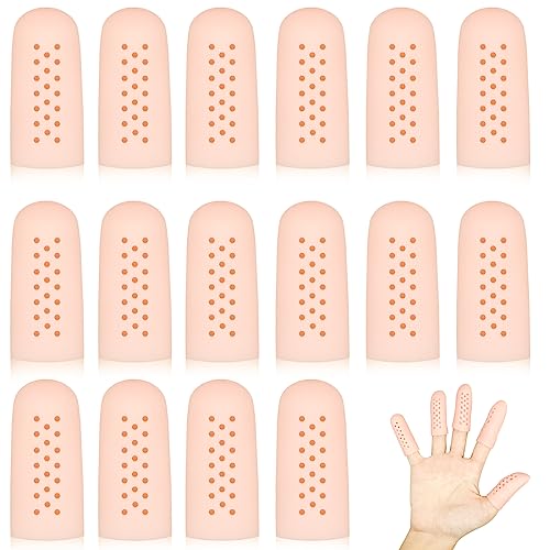 16Pcs Breathable Gel Finger Cots - Finger Protectors for Wounds - Pink