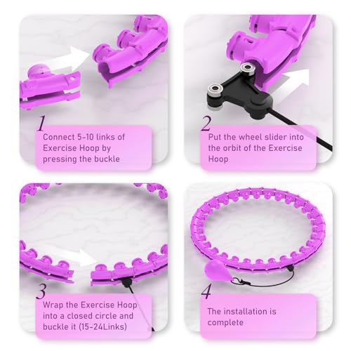 Weighted Hula Hoop for Weight Loss - 30 Detachable Links, Purple