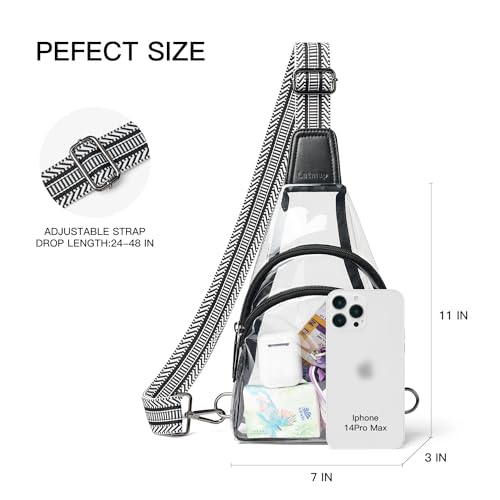 Clear Stadium Bag Crossbody Purse - Guitar Black