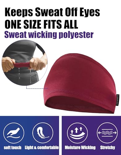 Cooling Skull Wrap Headband - Burgundy, Moisture-Wicking Sports Band