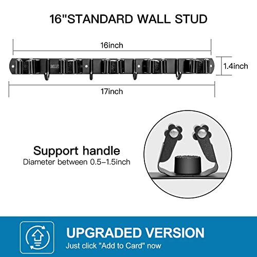 IMILLET 2 Pack Broom and Mop Holder Wall Mounted, Broom Holder Stainless Steel Broom Organizer Heavy Duty Tools Organizer Self Adhesive for Laundry Room Garage Garden£¨5 Racks and 4 Hooks£©