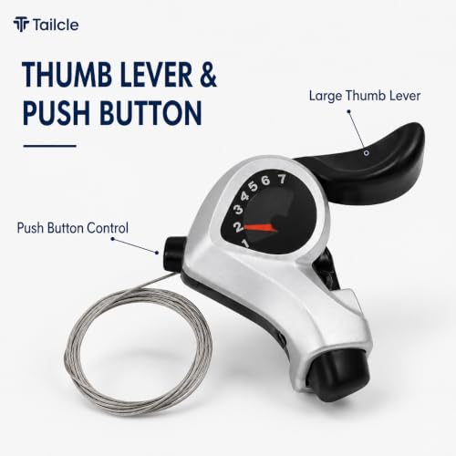 Tailcle Silver 7-Speed Bike Thumb Shifter with Gear Display for Mountain & Hybrid Bikes