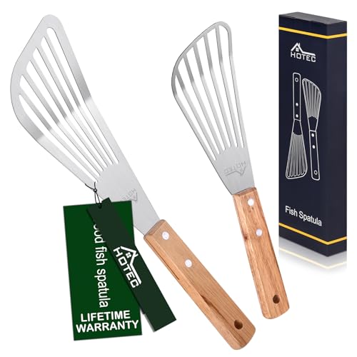 Stainless Steel Wooden Handle Fish Spatula Set - Little & Large