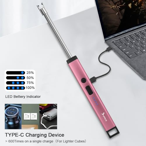 Rechargeable Candle Lighter - Electric Arc with Safety Features - Pink