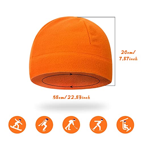 Microfleece Tactical Beanie Hat - Thermal Windproof Skull Cap - Orange