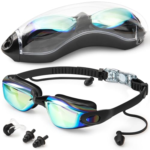Swim Goggles, Swimming Goggles with Ear Plugs for Adult Men Women