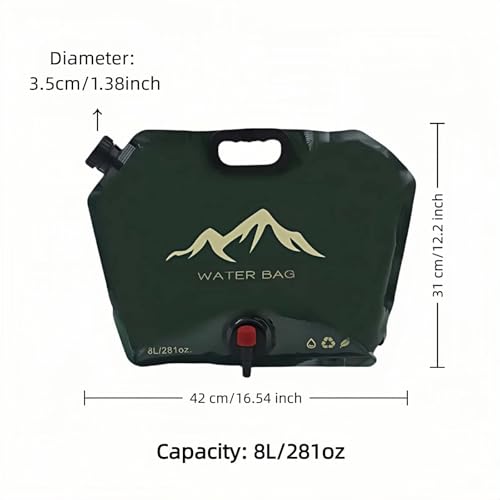 8L Collapsible Water Jug - BPA-Free with Adjustable Faucet - Blackish Green