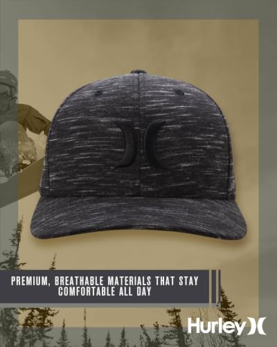 Hurley Mens Black Small-Medium Moisture-Wicking Baseball Cap - Fitted, Textured