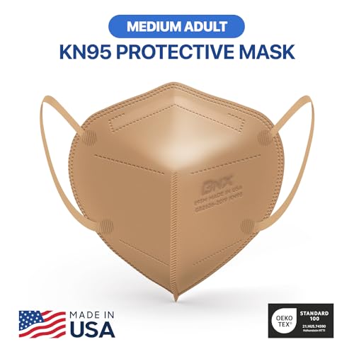 BNX KN95 Face Masks Made in USA (Adult Large, Adult Medium, Kids Small) (Earloop) (Model: E95/E95M/E95S)