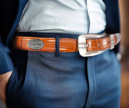 Florida Gators Leather Concho Belt - Crocodile Tip - 38