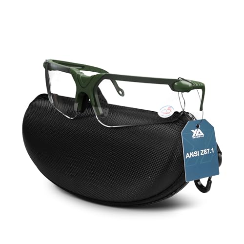 Safety Shooting Glasses with Case - Anti Fog Clear Lens Green Frame