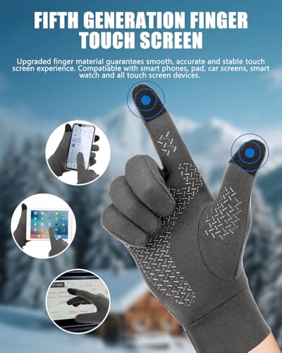 Lightweight Winter Gloves for Men Women - Thermal Touchscreen - Deep Gray / Small
