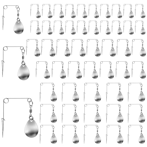 Silver Teardrop Spinnerbait Kit - 50 Pcs Smooth Spoon Blades