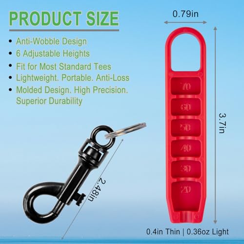 Adjustable Golf Tee Height Setter Tool - 6 Settings - Red