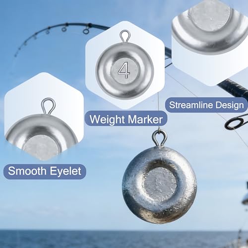 Disc Sinkers Fishing Weights - 1oz Coin Sinkers, 5pcs