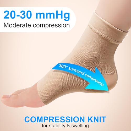 Medical-Grade Compression Ankle Socks for Plantar Fasciitis Relief - Medium Beige