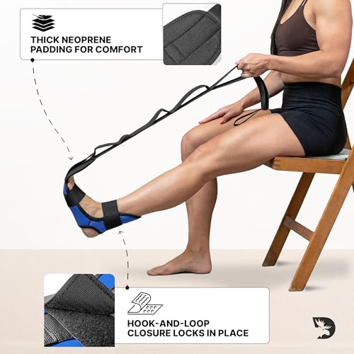 DMoose Fitness Blue Foot & Calf Stretching Strap for Plantar Fasciitis & Flexibility - Adjustable Yoga Leg Support