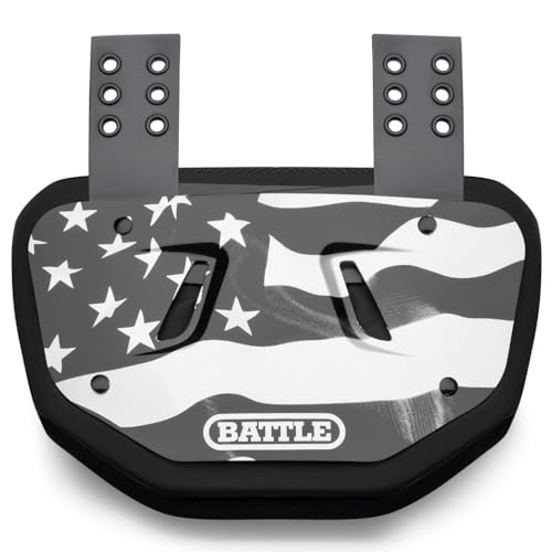Battle Sports USA Football Back Plate - Youth & Adult, American Flag Silver/Black