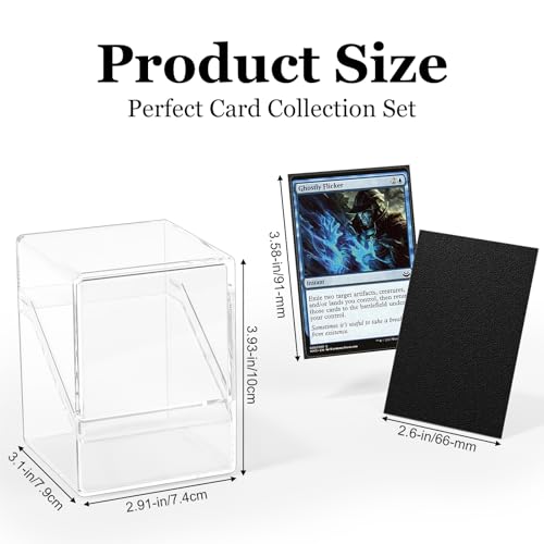 Card Deck Storage Box with 100 Card Sleeves - Black
