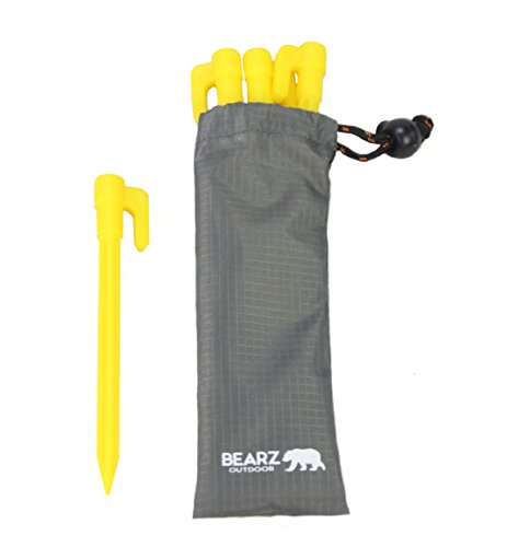 Lightweight Plastic Tent Stakes - 5.9" Pack of 4 - Safety Yellow