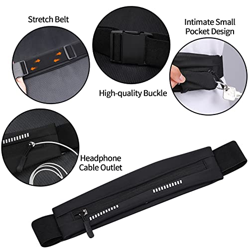 Slim Running Belt Fanny Pack - Adjustable Waist Pack for Jogging, Hiking, Cycling - Black