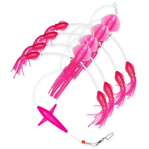 Pink Offshore Squid Daisy Chain Trolling Rig for Tuna & Marlin