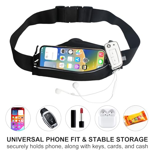 Running Belt - Water Resistant, Fits 23-32 Inch Waists, Expandable Pocket for 7" Phones