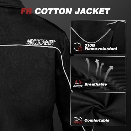 ARCCAPTAIN Welding Jacket, 11oz Flame Resistant (FR) Cotton Welding Jackets for Men and Women