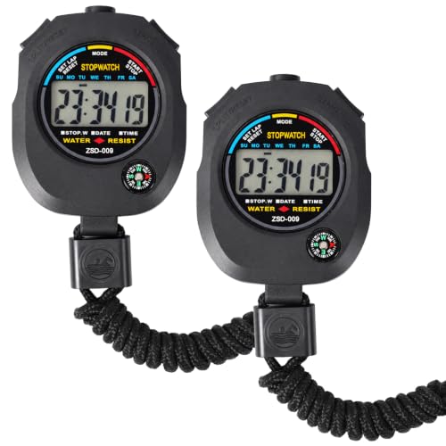 Digital Stopwatch Timer - 2 Pack for Sports & Training