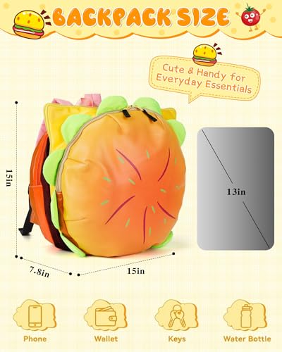 Cheeseburger Backpack Food-Shaped Novelty Bag for Kids & Adults