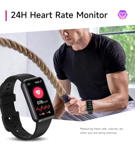 USMECBL Black Fitness Tracker with Heart Rate, SpO2, Sleep Monitor & 1.47” OLED