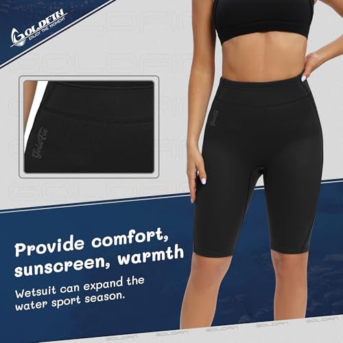 GoldFin Women's 2mm Neoprene Wetsuit Shorts - Black, Medium