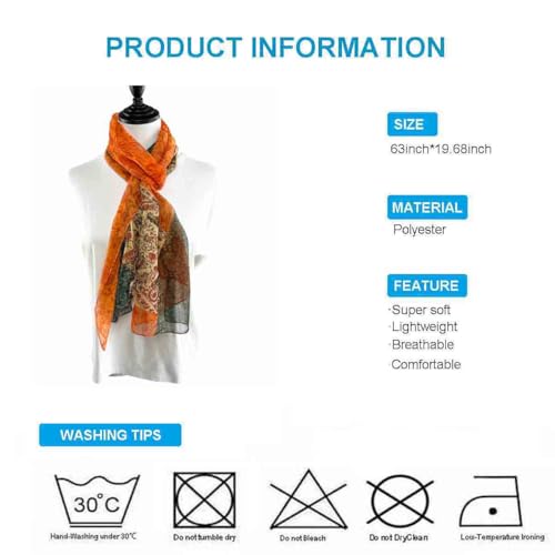 Lightweight Sunscreen Scarf for Women - Cashew Orange Green
